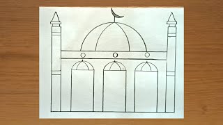 How to draw mosque  easy mosque drawing  mosque [upl. by Jorge]