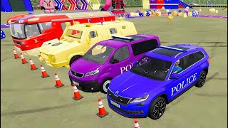 TRANSPORTING COLOR BMW DODGE DACIA VOLKSWAGEN RENAULT POLICE CARS FS22 p245 [upl. by Irma]