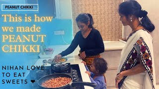 This is how we made PEANUT CHIKKI  Nihan love to eat Sweets Amruthapranay [upl. by Violet]