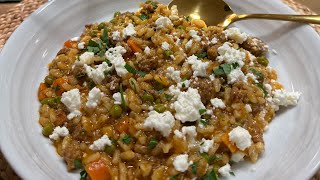 Ground Lamb Risotto with Veggies [upl. by Audrye]