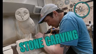 Stone Carving Freehand carving an OWL from LIMESTONE [upl. by Yecak441]