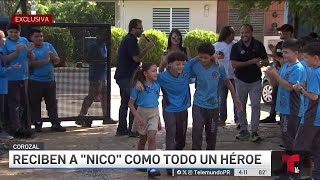 Reciben a Nico en su colegio tras sufrir un percance de salud [upl. by Anirdnajela]