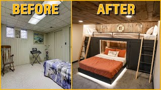 BEDROOM MAKEOVER Start to Finish  DIY Lake House BUNK ROOM [upl. by Lahcar]