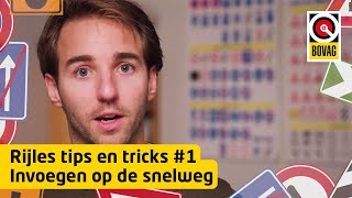 Invoegen op de snelweg  Rijles Tips en Tricks  BOVAG [upl. by Adnilym940]