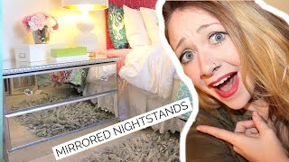 DIY MIRRORED NIGHTSTANDS  How to Mirror out Nightstands its EASY  Laci Jane [upl. by Johannes]