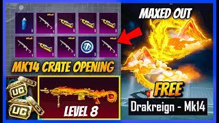 FREE MYTHIC MK14 IN LUCKIEST CRATE OPENING  MAX OUT TO LEVEL 8  DRAKREIGN MK14 LUCKY SPIN  BGMI [upl. by Pazice]