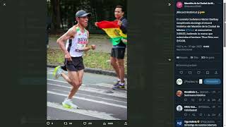 Hector Garibay gana la maratón de Mexico rompe el record y pide apoyo a las autoridades [upl. by Oicatsana]