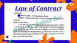 mohori bibee vs dharmodas Ghose case law case study law of contract Indian Contract Act 1872 minors [upl. by Vanderhoek]