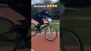 Backwards on bmx track bmxrace bike bikelife [upl. by Yelahc]