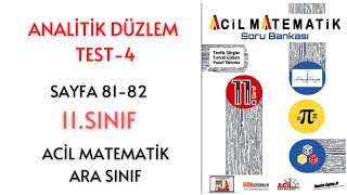 11Sınıf Soru Bankası Analitik Düzlem Test4 Sayfa 8182 [upl. by Odraner]