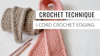 Crochet ICord Edging  Easy Applied ICord Border [upl. by Nair]