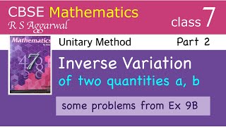 CBSE Maths 7 RS Aggarwal  Unitary Method  Part 2  Inverse Variation [upl. by Caspar]