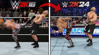 WWE 2K16 Vs WWE 2K24  Finishers Comparison Which is Better [upl. by Wilow346]