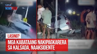 Lasing Mga kabataang nakipagkarera sa kalsada naaksidente  GMA Integrated Newsfeed [upl. by Robinett]