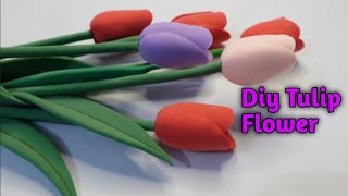 How to Make a Flower with ClayTulip Flower Easy TutorialTulip Flower Making with Clay tulip [upl. by Arand]