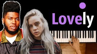 Billie Eilish amp Khalid  Lovely ● караоке  PIANOKARAOKE ● ᴴᴰ  НОТЫ amp MIDI [upl. by Franci]