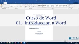 Curso Word 2016  Parte 01 Introduccion a Word  Aula TISEM [upl. by Aknahs]