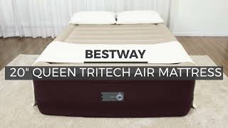 Bestway Maroon 20 inch Queen Air Mattress with Builtin Pump and Antimicrobial Coating [upl. by Eng827]