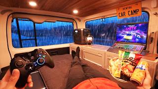 Gaming amp Car Camp in Rain Battling the Winter Chill and Listening to the Sound of Rain [upl. by Ellesig]