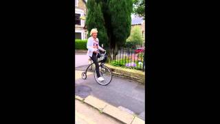 Alis first go on a modern Penny Farthing bicycle  July 2015 [upl. by Winston]