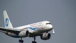 Vladivostok Air Tupolev Tu204300 Landing at Narita [upl. by Gagliano49]