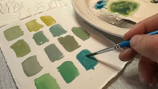 Color mixing for BEGINNERS Mixing Greens [upl. by Airalav]