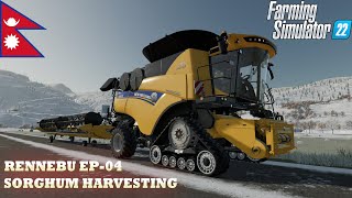 SORGHUM HARVESTING II WINTER II SNOWING II FORD TRACTOR II FARMING SIMULATOR 22 II RENNEBU EP04 [upl. by Janean]