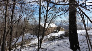 Ep4 Snow has arrived starting works inside stone cabin Italian Mountains [upl. by Adnical]