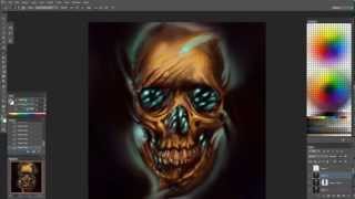 Skull tattoo digital painting [upl. by Adan]