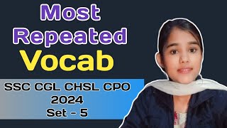 Most Repeated Vocab for SSC CGL CHSL CPOPYQ Vocab Set  5 English With Sejal Sisodiya [upl. by Grenville448]