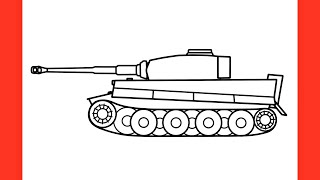 How to draw a TIGER 1 TANK easy  drawing tiger 131 step by step [upl. by Acinna710]