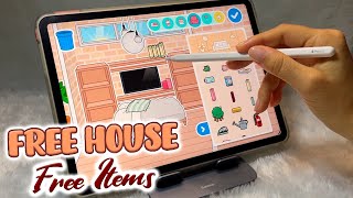 🛏Free House Idea🌼Free Items In Toca Boca  Design Toca Life World  Handcam Ipad✍Apple Pencil [upl. by Euqinomod75]