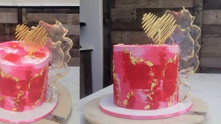 Pretty Little Layered Tricolor Pink Buttercream Cake  Isomalt  Cake Decorating Tutorial [upl. by Yrellih647]