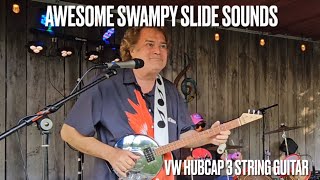 Incredible Sounds From The Swamp Created On A 3 String Guitar Made Out Of A VW Hubcap [upl. by Hughmanick40]