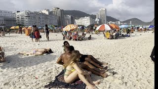 🇧🇷 Nice day at Copacabana beach Brazil  beach walk 4k [upl. by Noah985]