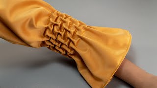 DIY SMOCKING Sleeve  Hand Smocked Idea for your dress [upl. by Oilcareh]