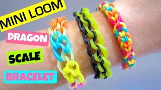 Rainbow Loom Bracelet Dragon Scale With Mini Loom [upl. by Amalle]