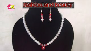 Pearl new 💃Necklace design 46simple and 🌼easy necklace beginners diy handmade diypearlnecklace [upl. by Pelpel]