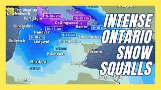 Intense Snow Squalls Continue in Southern Ontario [upl. by Kra]