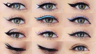 Eyeliner Makeup Tutorial  12 Different Eyeliner Looks [upl. by Gabel]