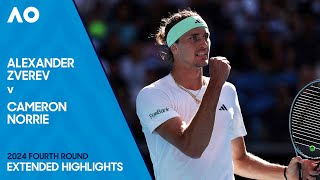 Alexander Zverev v Cameron Norrie Extended Highlights  Australian Open 2024 Fourth Round [upl. by Ahsinak]