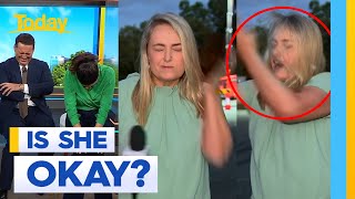 Reporter slaps herself trying to hit fly  Today Show Australia [upl. by Fuld865]