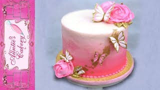 Pink Butterfly Cake Tutorial [upl. by Aratahc]