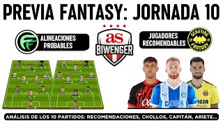 ✅ ANÁLISIS FANTASY JORNADA 10 ALINEACIONES PROBABLES Y RECOMENDACIONES DE CADA PARTIDO  BIWENGER [upl. by Ferro]