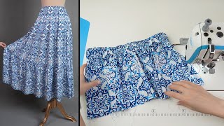 How to Sew a Tiered Maxi Skirt  BeginnerFriendly StepbyStep Layered Skirt Full Tutorial [upl. by Eipper]