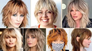 57 Trendy And Modern Shaggy Lob Haircuts With Bangs For Round Face Women 2024 [upl. by Cristin]