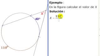 Ejercicio 1 ángulo exterior por una secante y una tangente en la circunferencia [upl. by Dnomed]