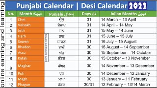 punjabi months name  دیسی مہینوں کے نام  desi months name in urdu  desi calendar [upl. by Alaham916]