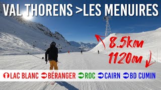 Skiing 85km long run from Val Thorens to Les Menuires in Les 3 Vallées [upl. by Idona]