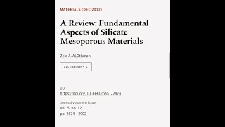 A Review Fundamental Aspects of Silicate Mesoporous Materials  RTCLTV [upl. by Birck666]